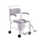 Silla de ducha con cubeta extraíble y respaldo desmontable